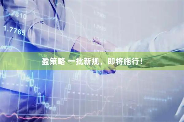 盈策略 一批新规，即将施行！