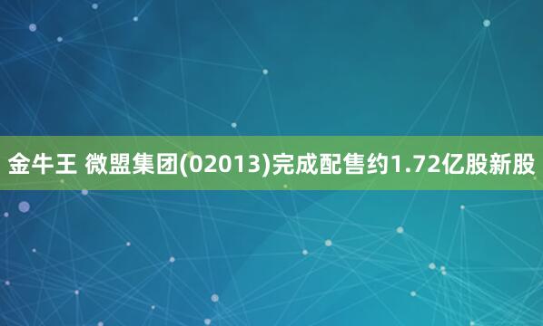 金牛王 微盟集团(02013)完成配售约1.72亿股新股
