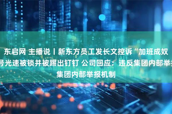 东启网 主播说丨新东方员工发长文控诉“加班成奴” 账号光速被锁并被踢出钉钉 公司回应:违反集团内部举报机制