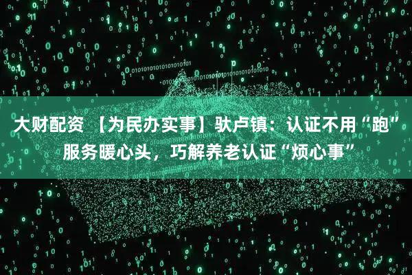 大财配资 【为民办实事】驮卢镇:认证不用“跑” 服务暖心头,巧解养老认证“烦心事”